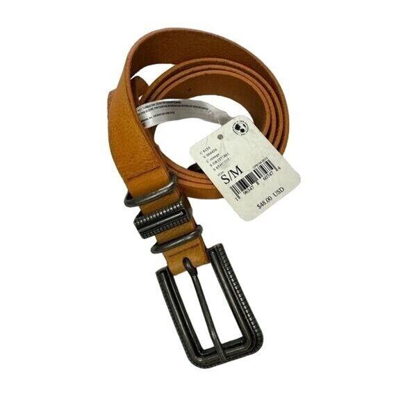 Free People Layered Up Leather Belt Orange NWT Western Boho Festival S/M - Picture 4 of 9